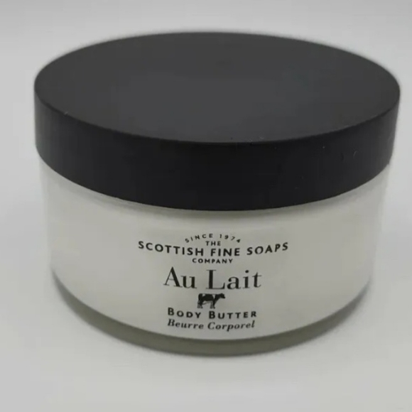 Scottish Fine Soaps AU LAIT Body Butter Glass Jar 7 oz / 200ml - Picture 1 of 2